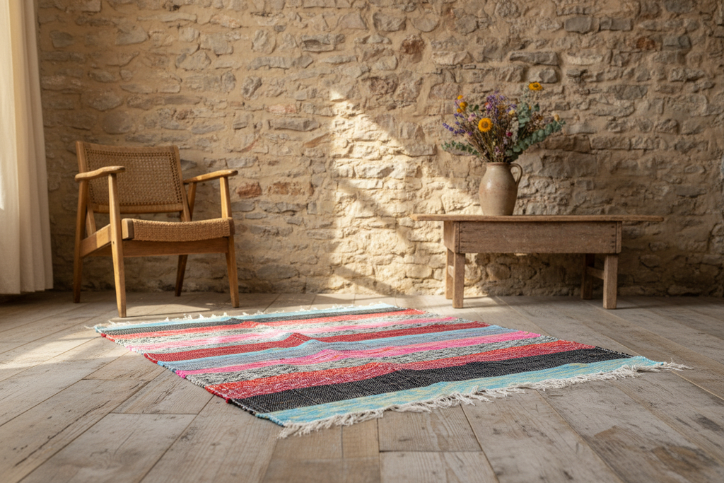 156 x 90cm Ultra Luxury Natural Rag Rug - Rustic Cottage