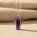 Amethyst Guardian Angel Pendant - linen background