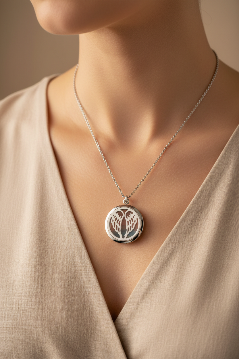 Angel Wings Necklace Worn