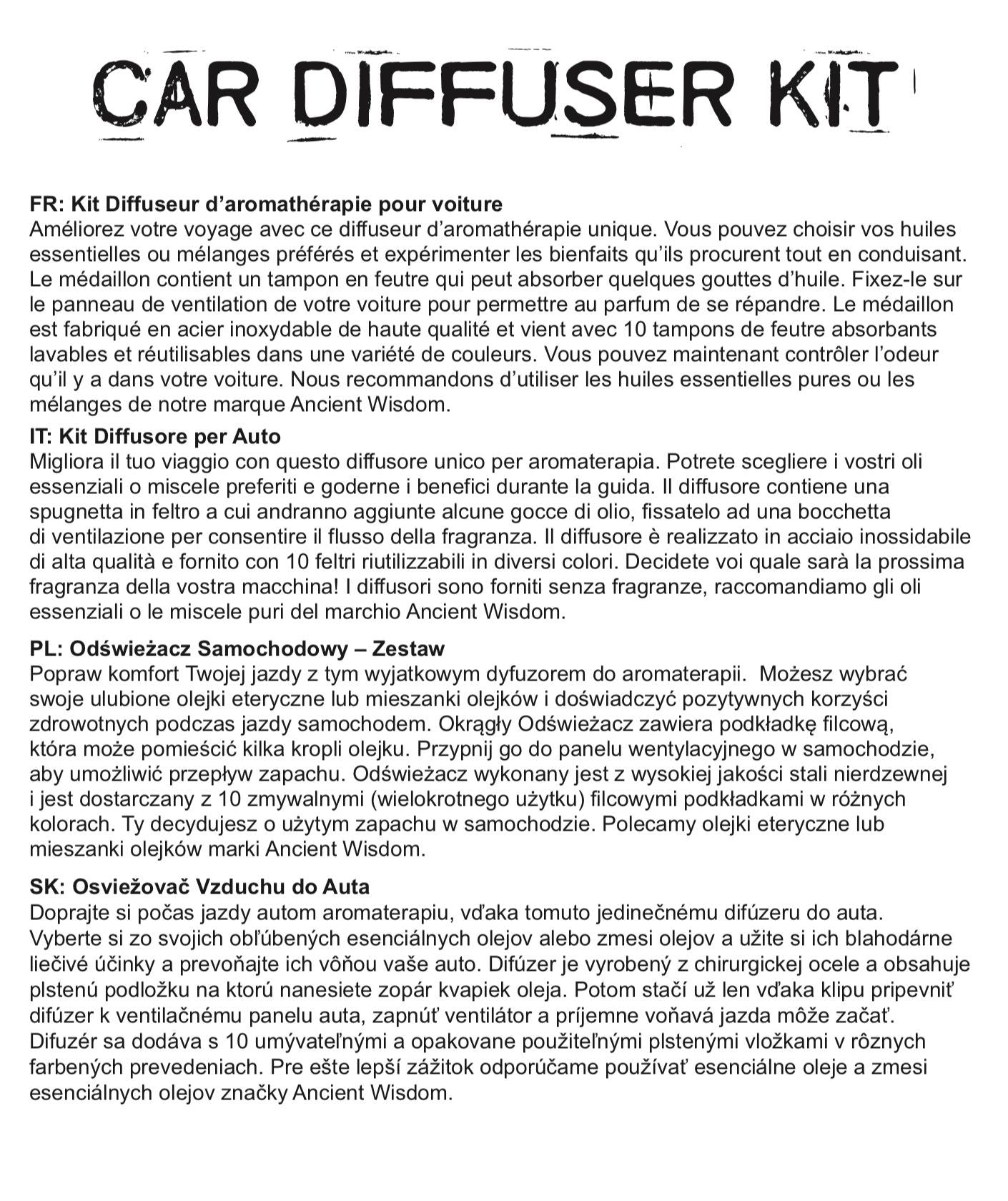 Car Diffuser Kit - Pewter Yoga Chakra