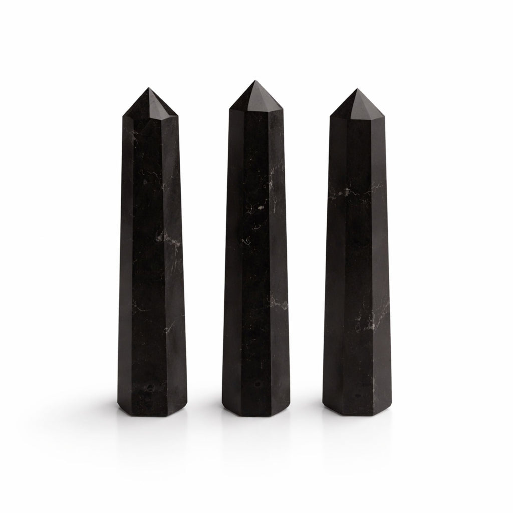 Black Tourmaline Obelisk Crystal Point | Six-Faceted Tower, approx. 11cm