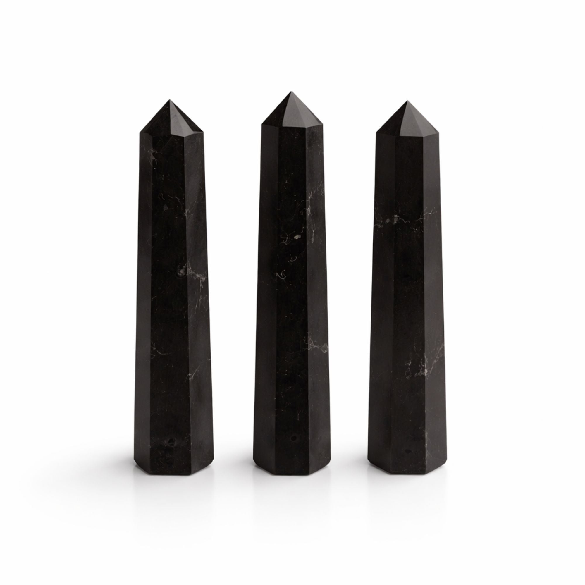 Black Tourmaline Obelisk Crystal Point | Six-Faceted Tower, approx. 11cm