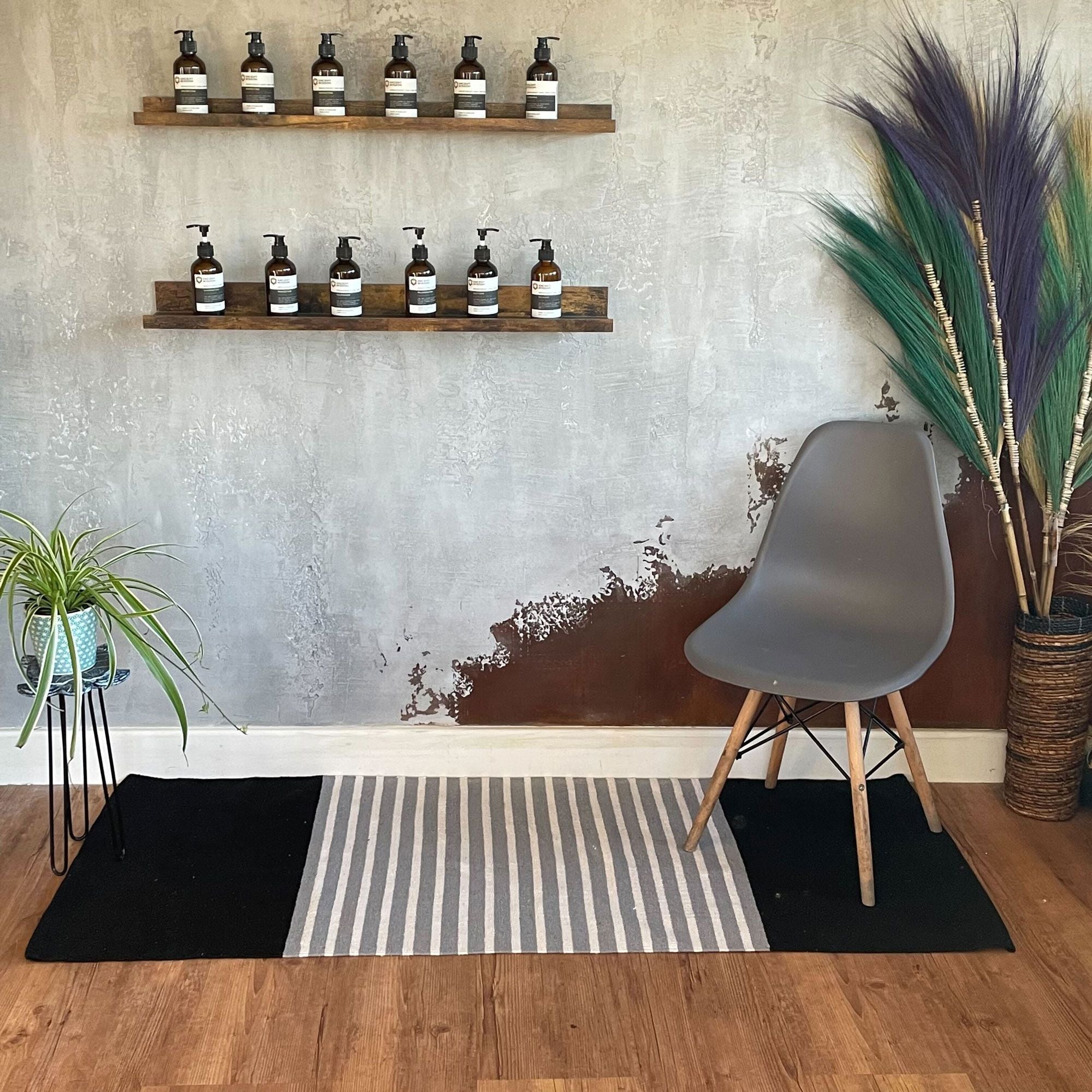 Indian Cotton Rug - Black / Grey