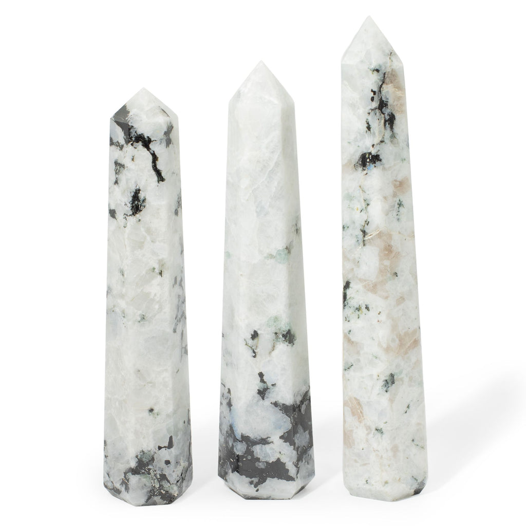 Rainbow Moonstone Obelisk Crystal Point | Six-Faceted Tower, approx. 17cm