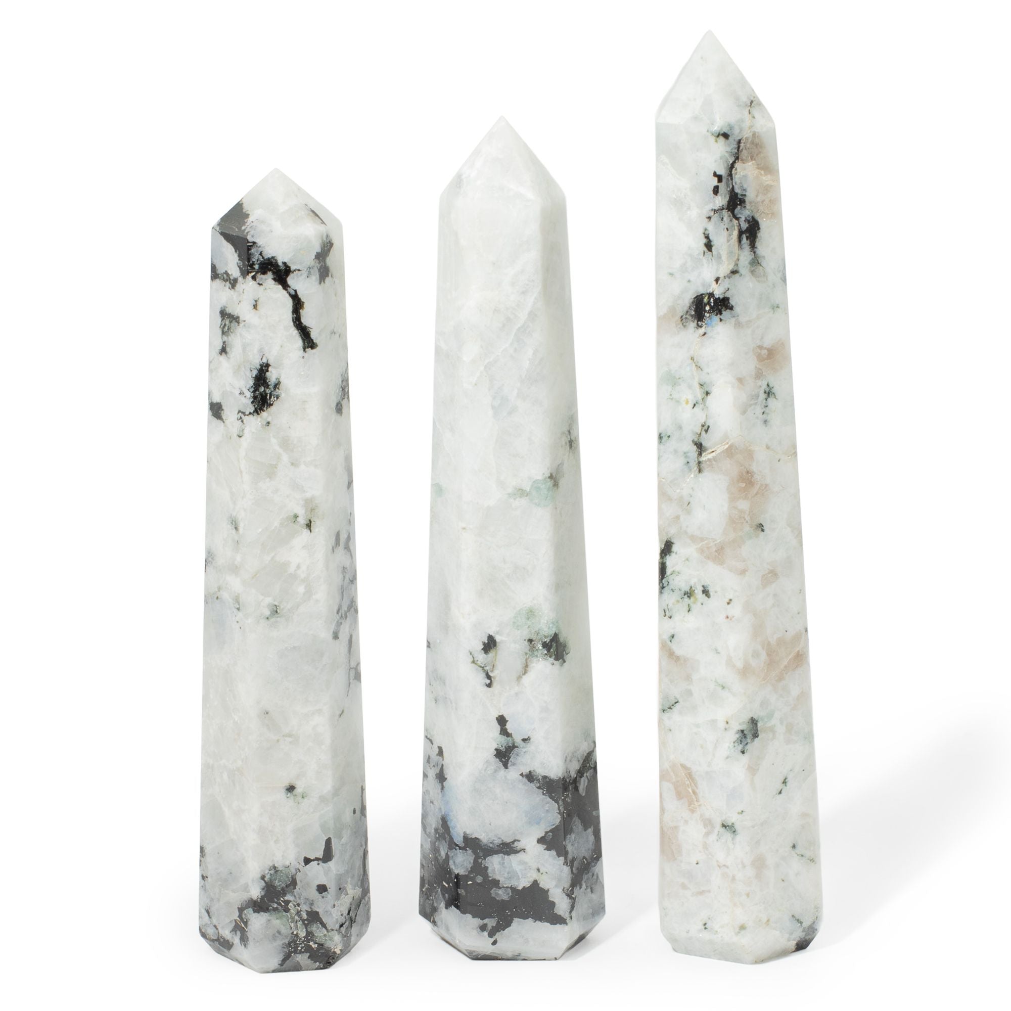 Rainbow Moonstone Obelisk Crystal Point | Six-Faceted Tower, approx. 17cm