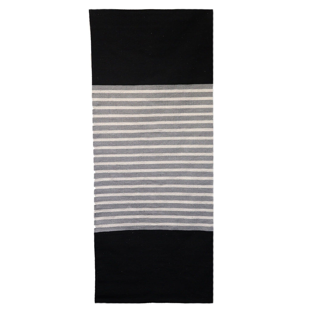 Indian Cotton Rug - Black / Grey