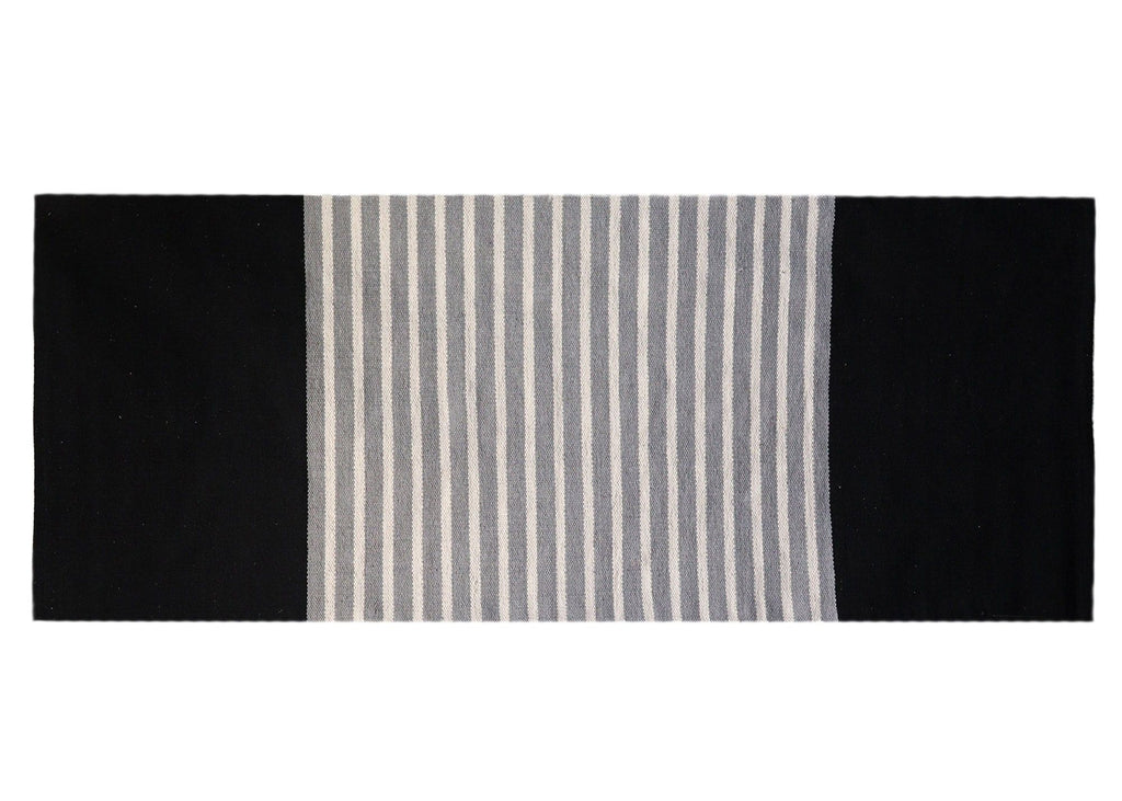 Indian Cotton Rug - Black / Grey