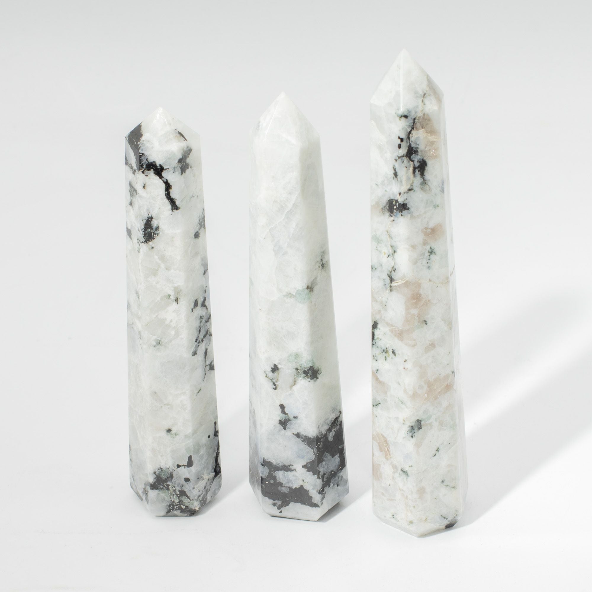 Rainbow Moonstone Obelisk Crystal Point | Six-Faceted Tower, approx. 17cm