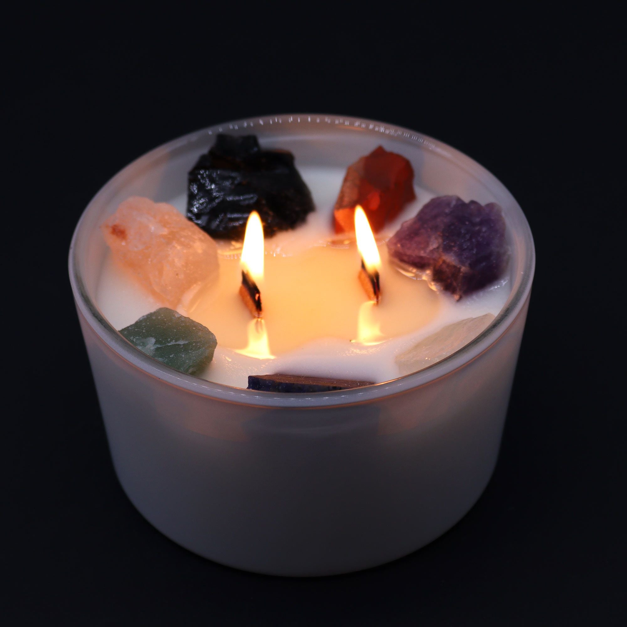 Large Chakra Crystal Soy Candles - Seven Charkra