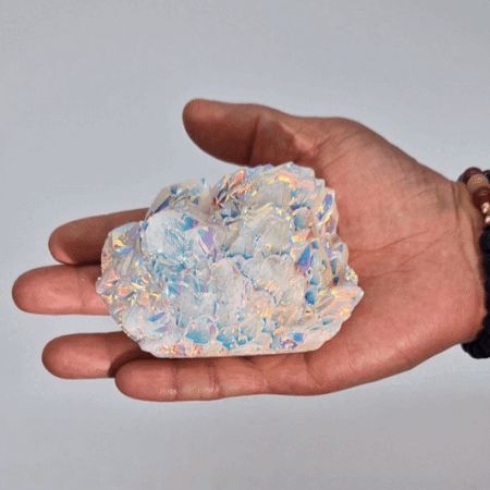 Aura Angel Quartz Large Enhanced Quartz Cluster | Iridescent Crystal Specimen (approx. 338g)