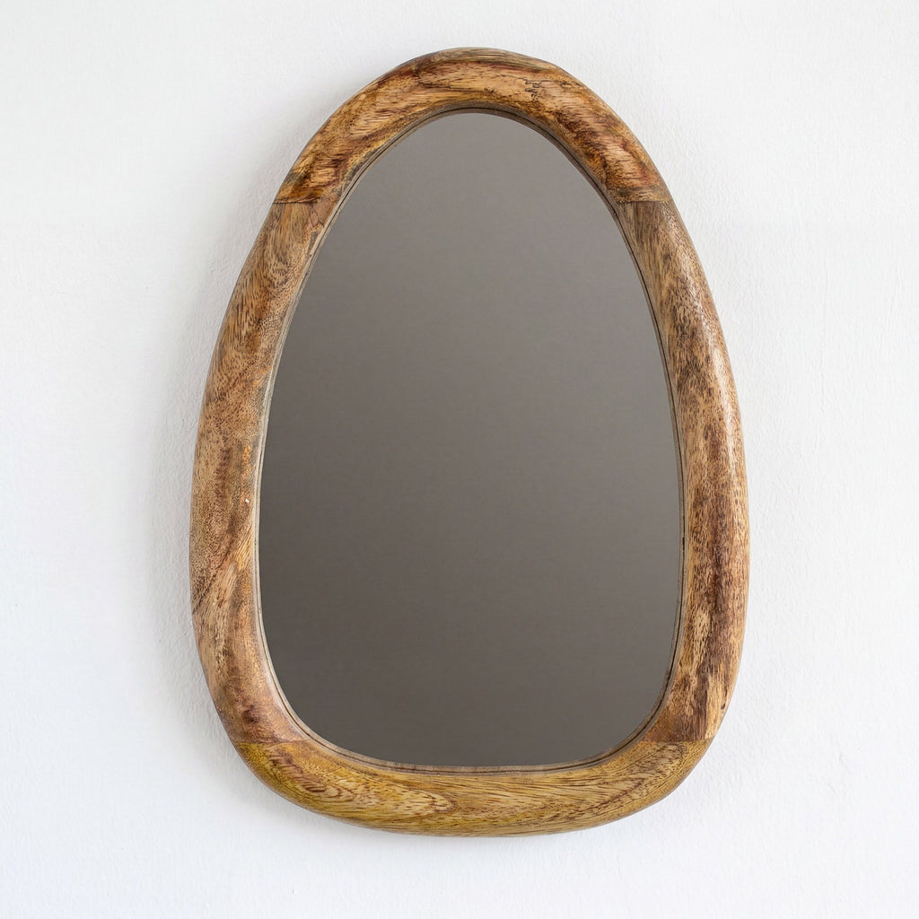 Set of 3 Pebble Shaped Mirrors - Mango Wood - Light