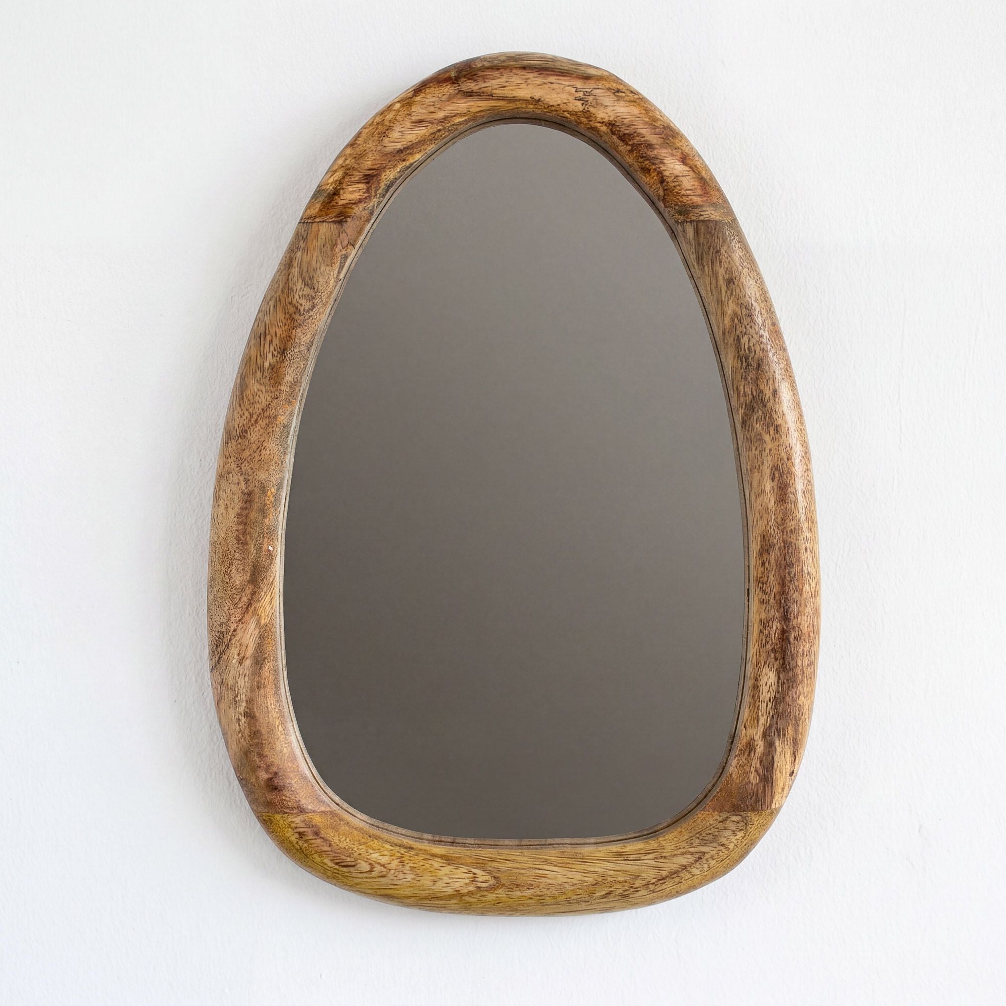 Set of 3 Pebble Shaped Mirrors - Mango Wood - Light