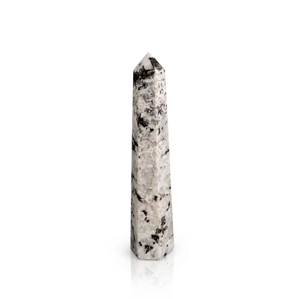 Rainbow Moonstone Obelisk Crystal Point | Six-Faceted Tower, approx. 17cm