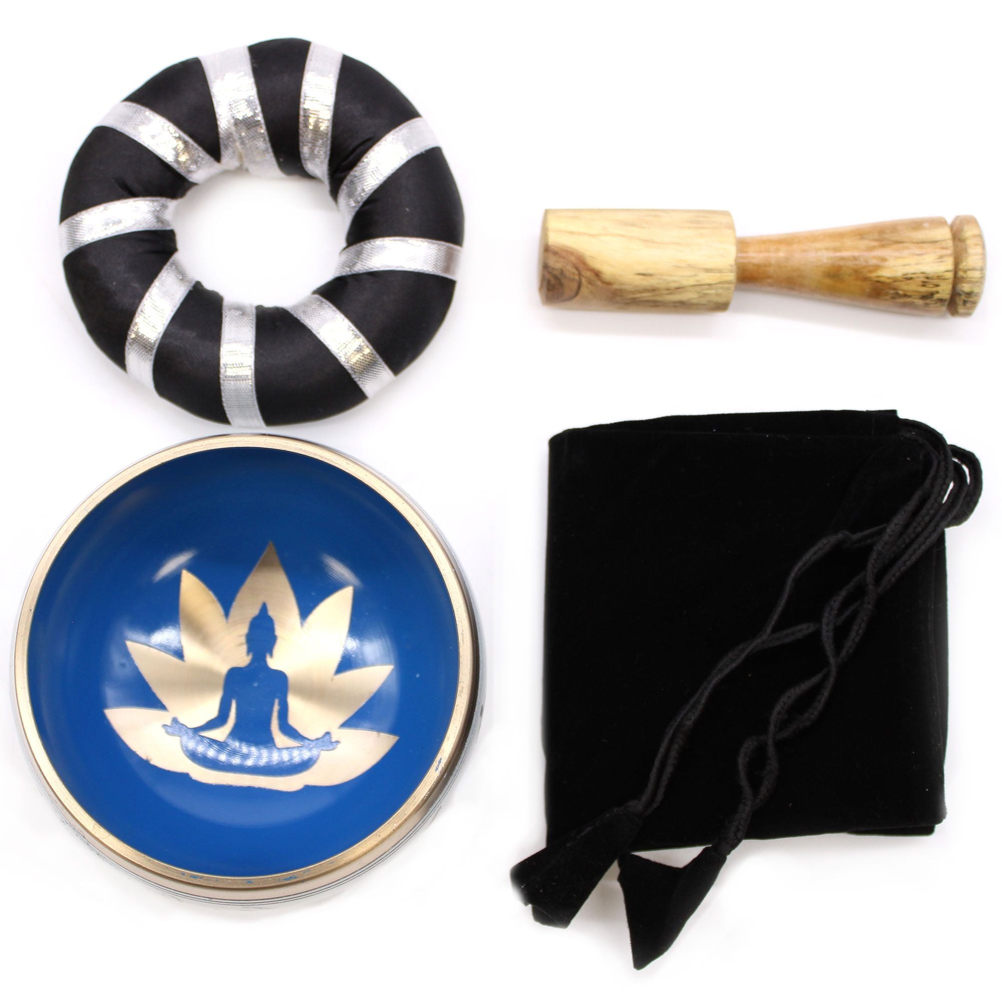 Large Yoga Moves Singing Bowl Set – White/Blue