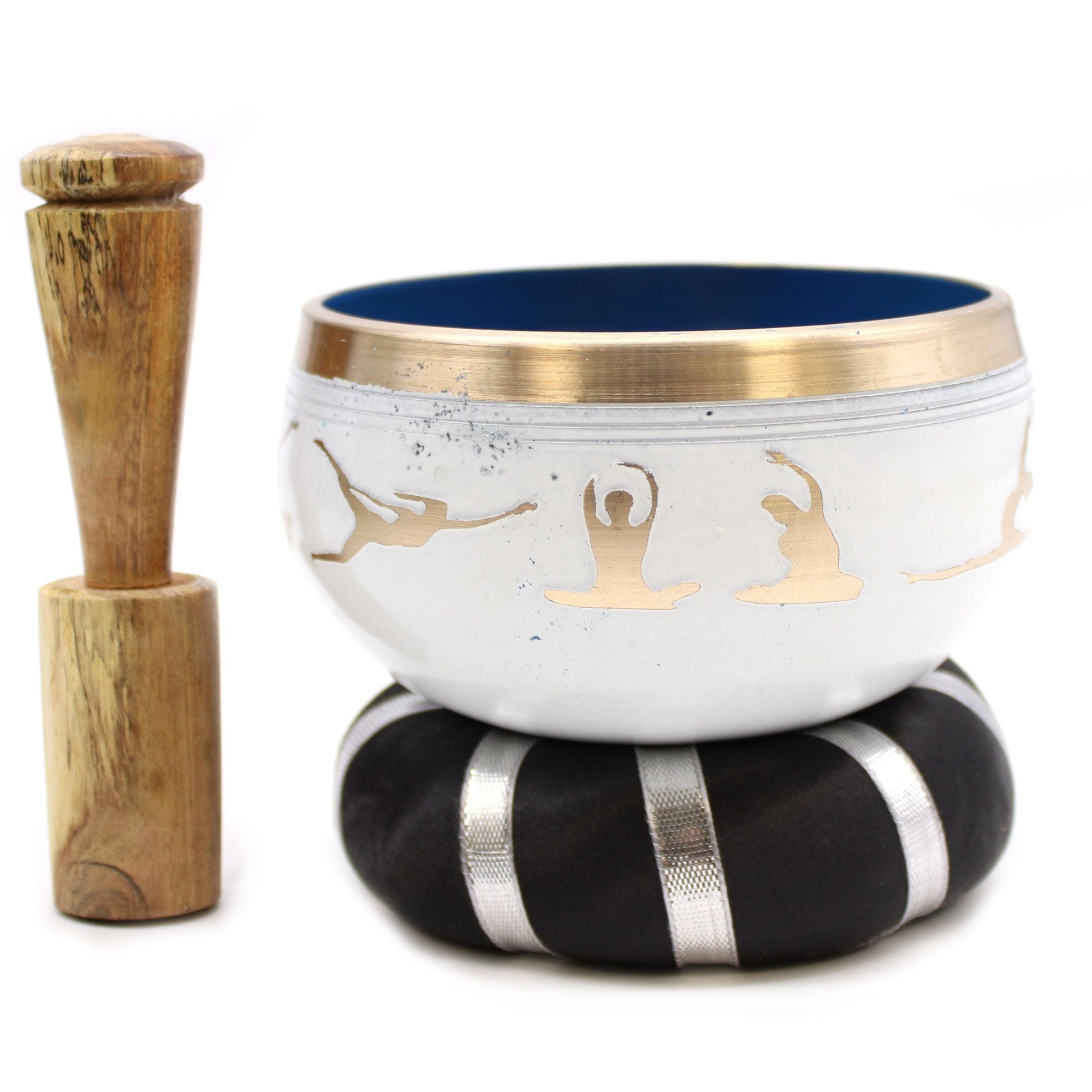 Large Yoga Moves Singing Bowl Set – White/Blue