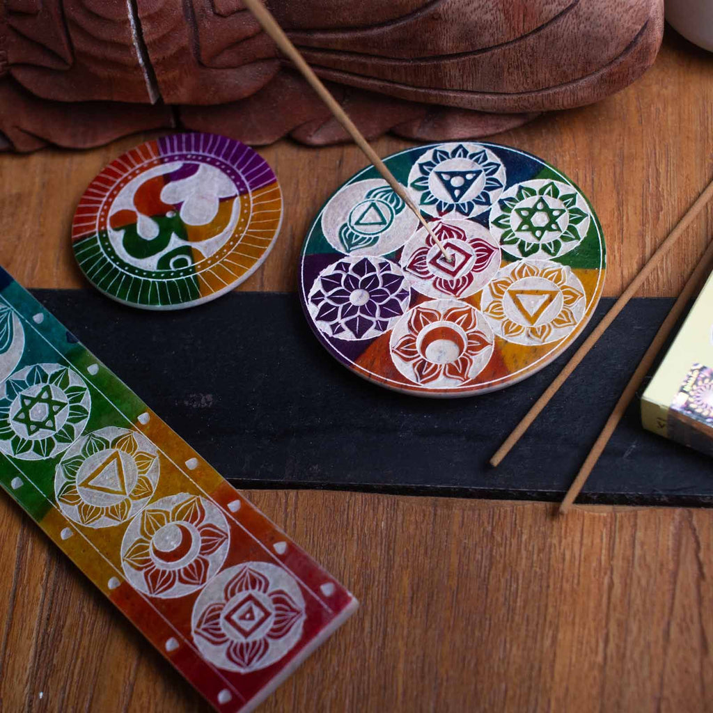 Soapstone Seven Chakra Incense Holder