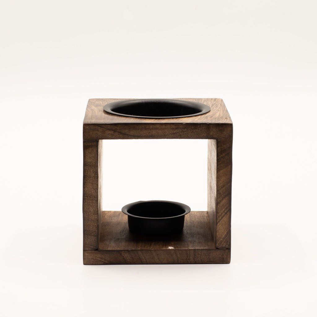 Square Mango Wood Wax Warmer - Yin Yang