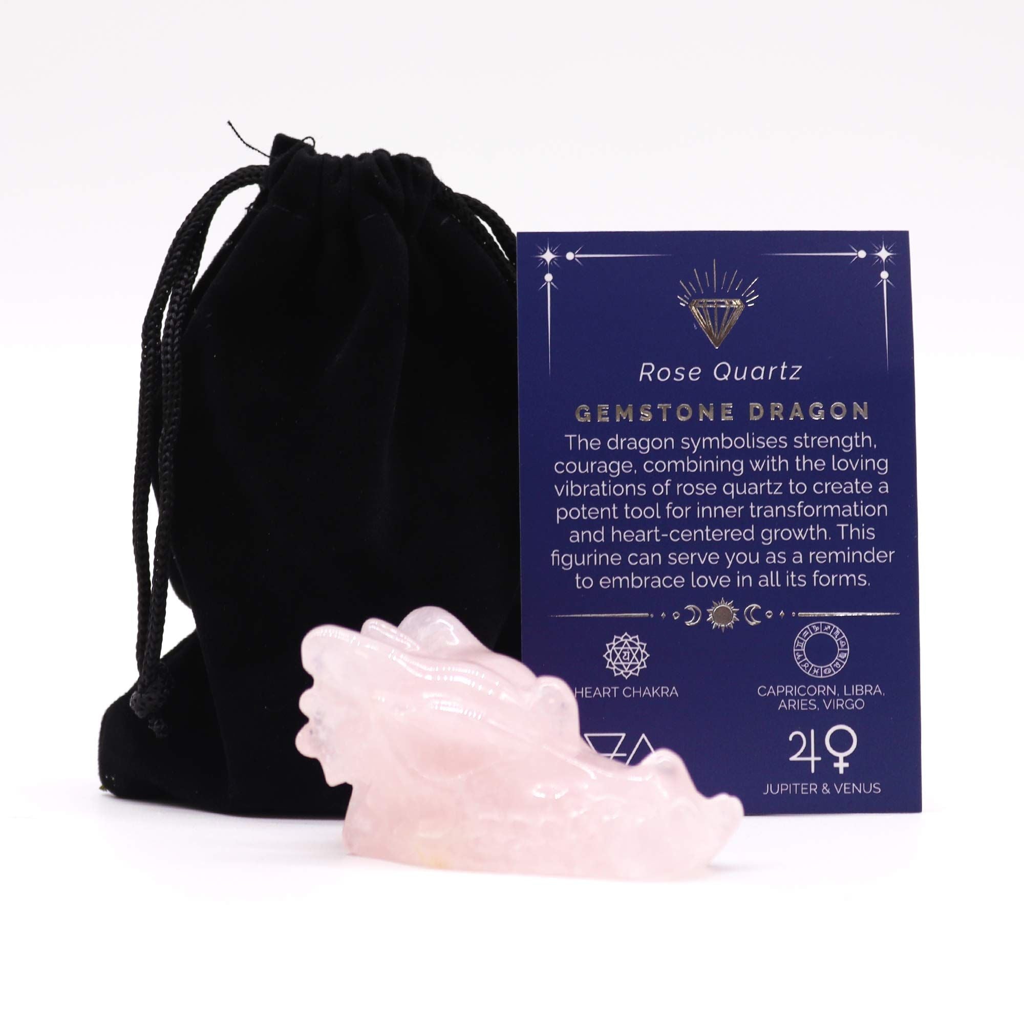 Hand-Carved Crystal Rose Quartz Large Dragon Head