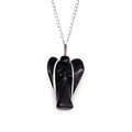 Gemstone Guardian Angel Pendant Necklace- Black Agate