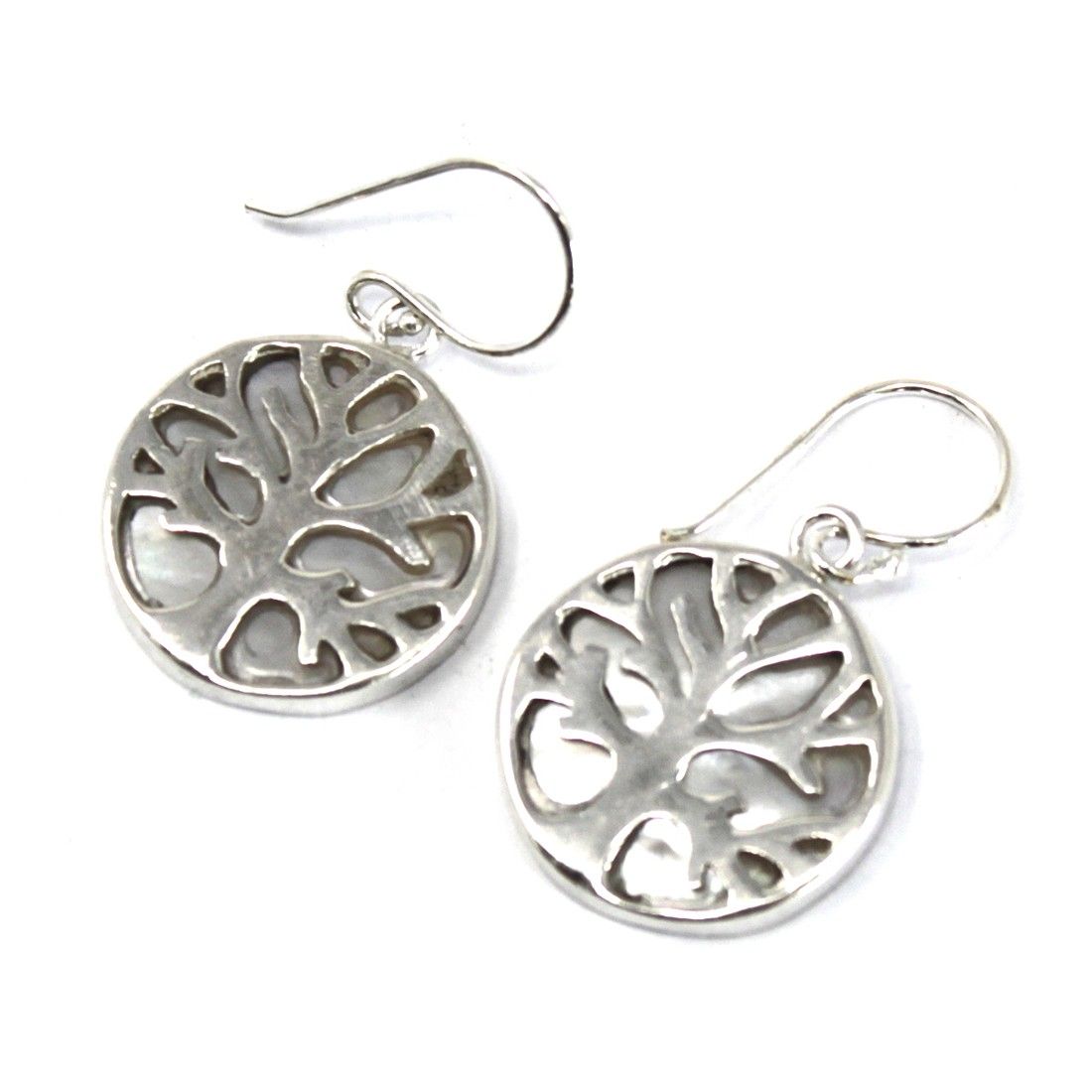 Tree of Life Silver Earrings- Mother of Pearl