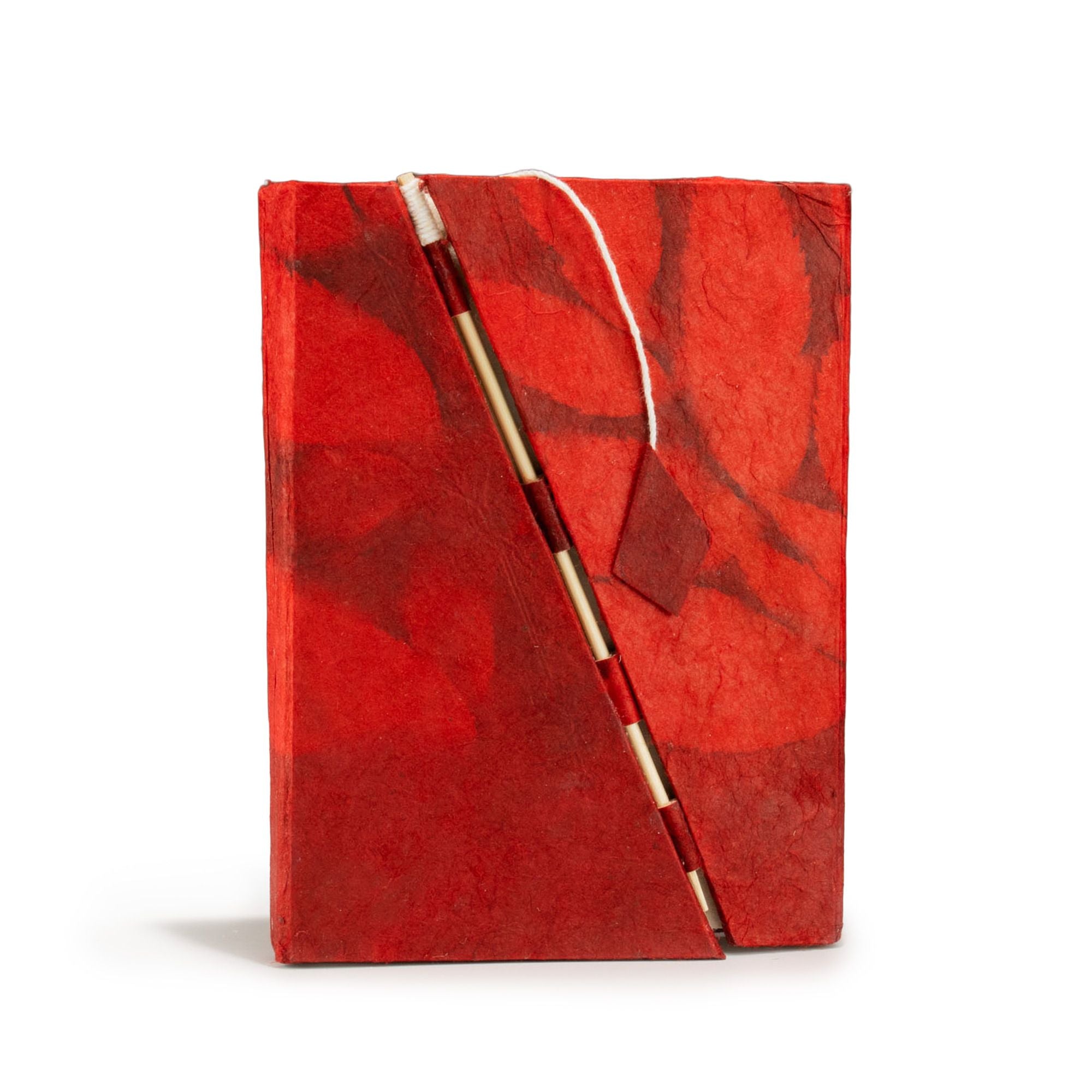 Lokta Bold Floral Bamboo Lock Journal  – 45 Leaves – Ruby