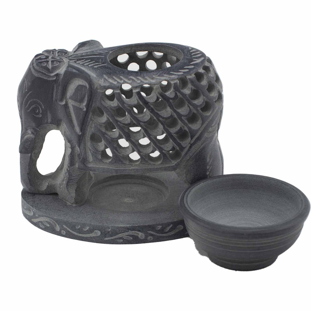 Soapstone Oil Burner - Standing Elephant