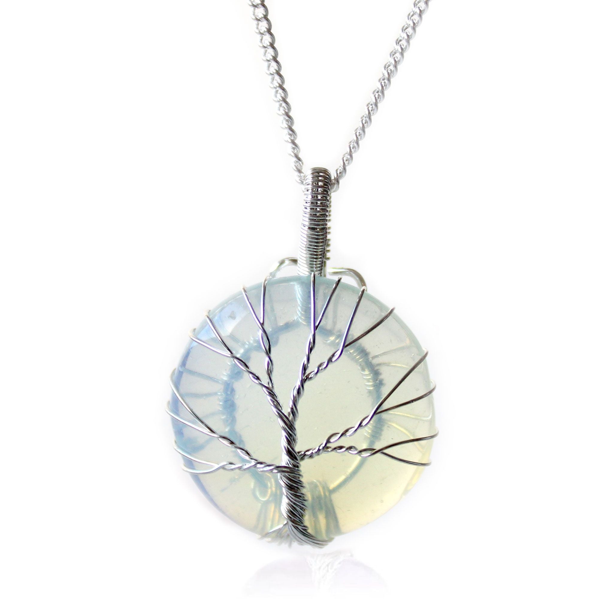 Opalite Tree of Life Gemstone Necklace | Crystal Pendant (50cm Chain)
