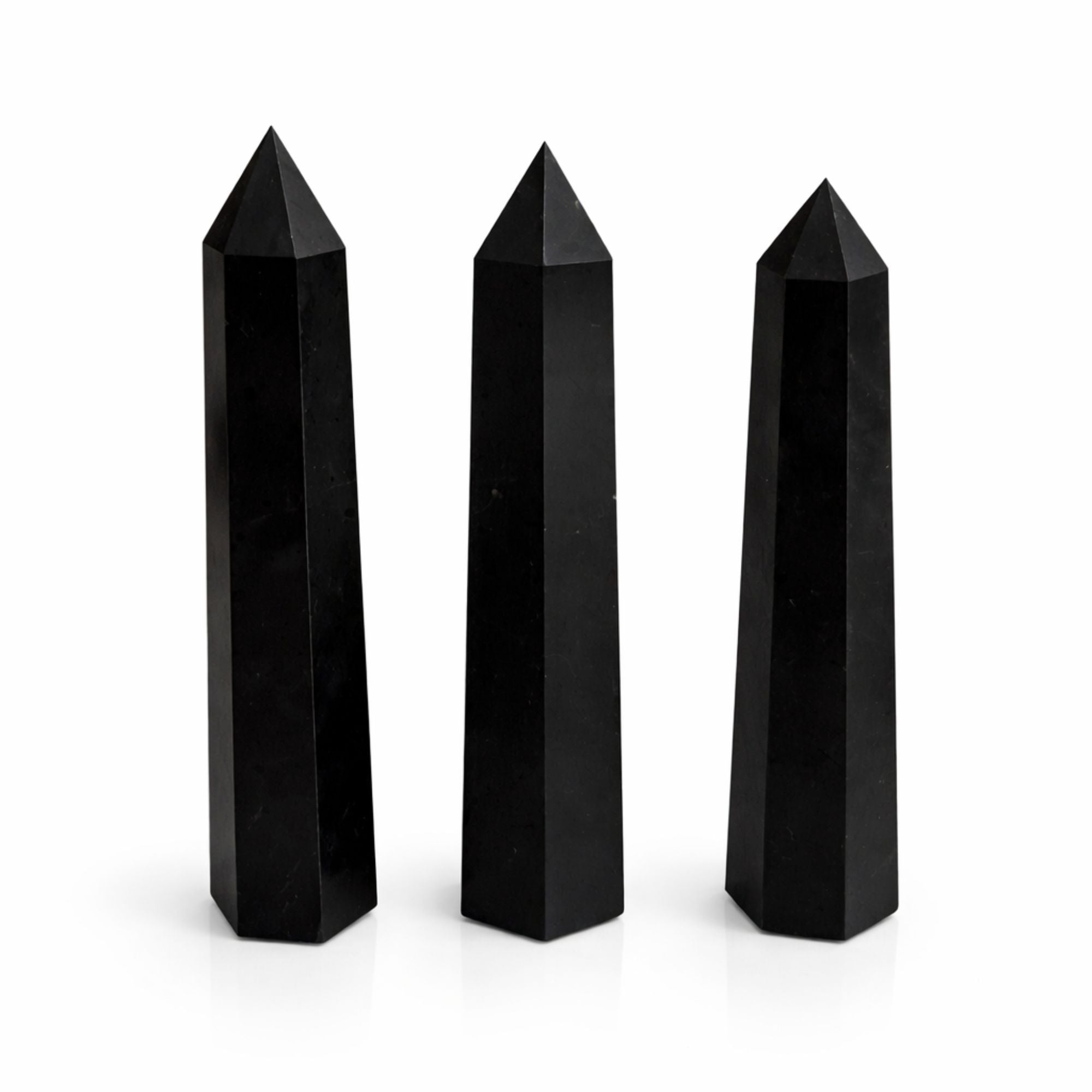Black Tourmaline Obelisk Crystal Point | Six-Faceted Tower, approx. 17cm