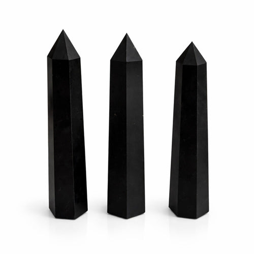 Black Tourmaline Obelisk Crystal Point | Six-Faceted Tower, approx. 17cm