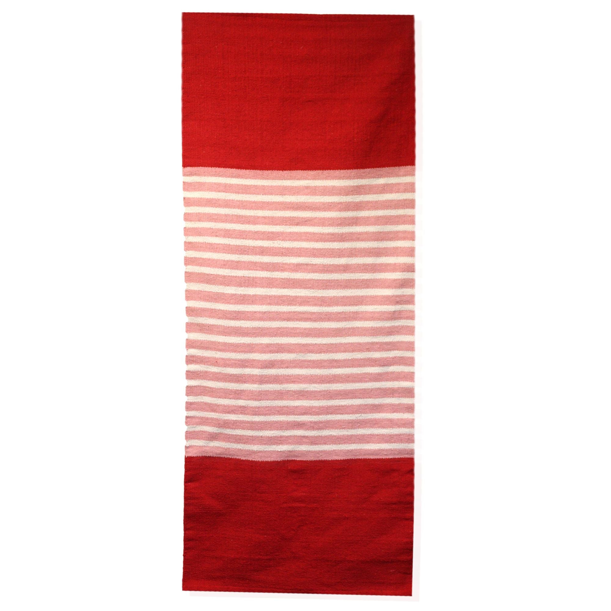 Indian Cotton Rug- Red/Pink