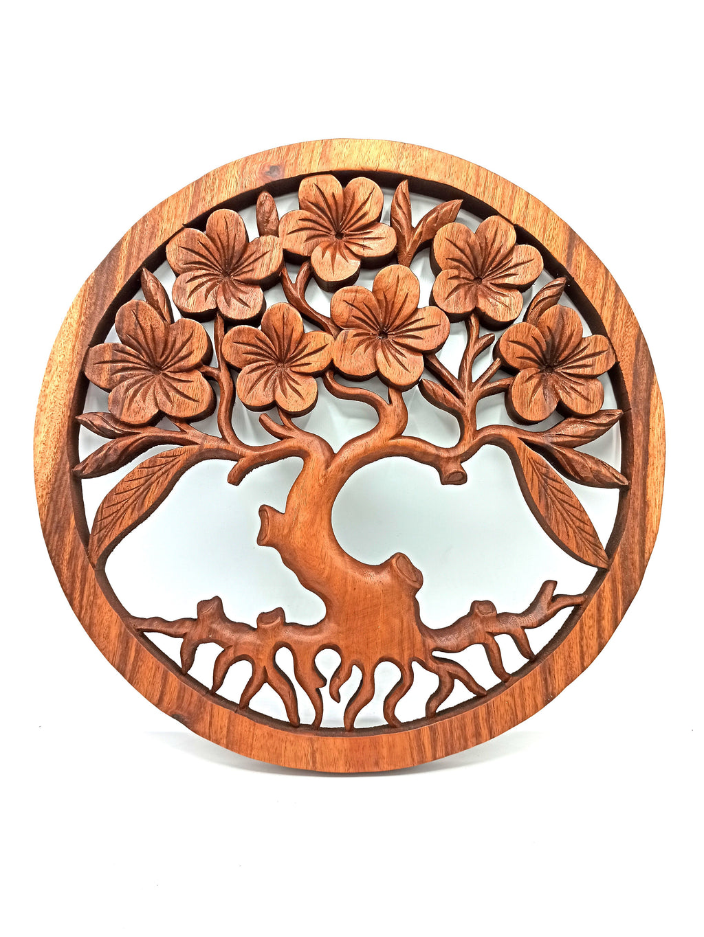 Wooden Tree of Life Frangipani Panel