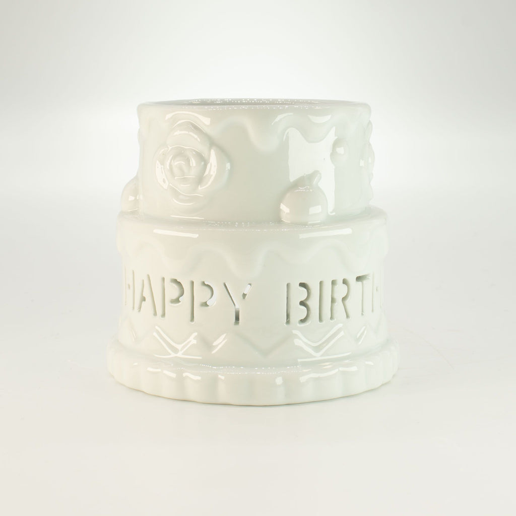 Ceramic Cake - HAPPY BIRTHDAY - White