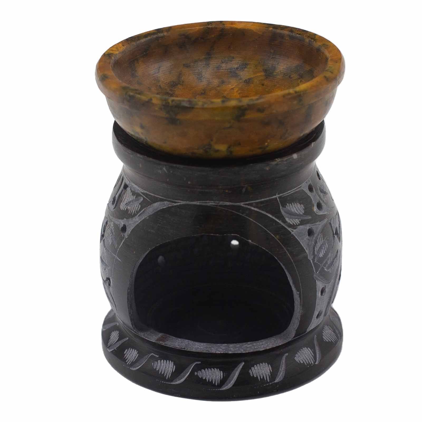 Soapstone- Mandala Flower - Black & Yellow