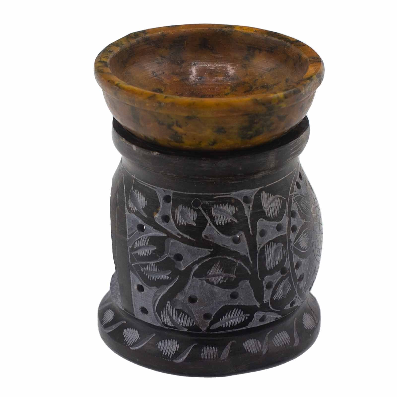 Soapstone- Mandala Flower - Black & Yellow