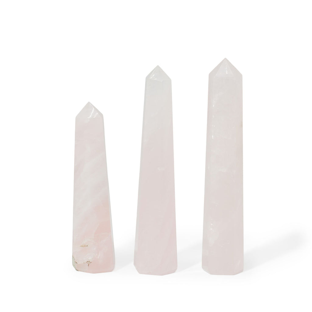 Rose Quartz Obelisk Crystal Point | Six Face Tower, approx. 11cm