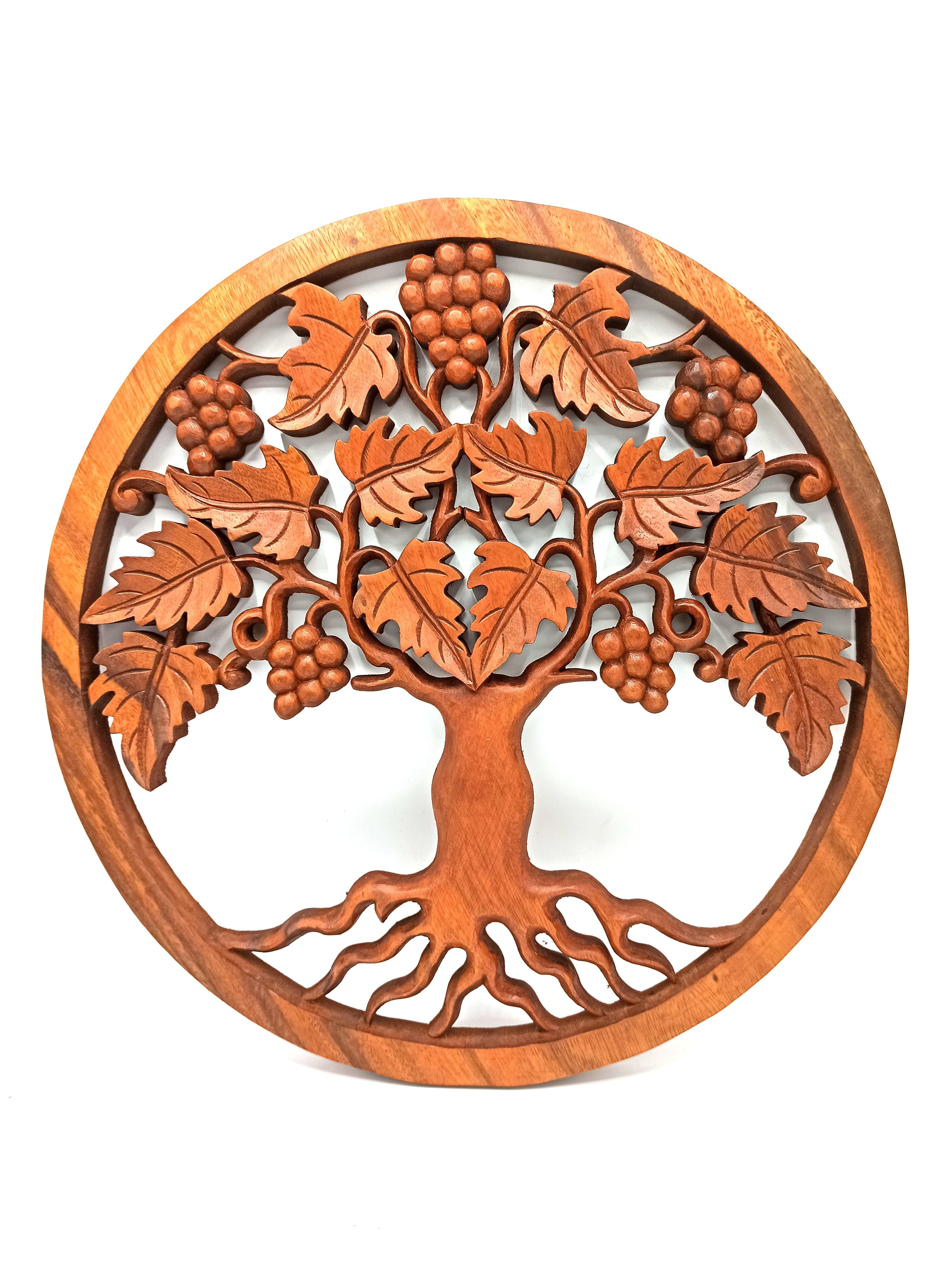 Wooden Tree of Life Grapes Panel