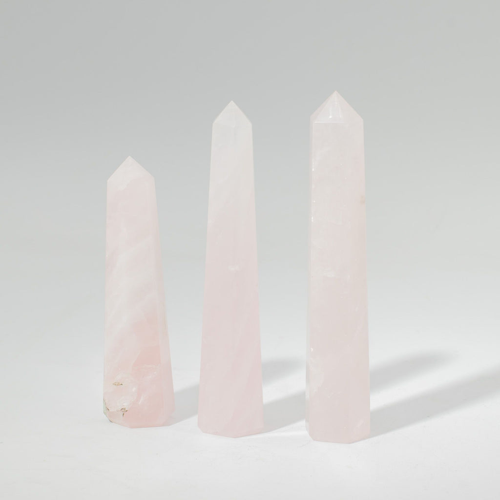 Rose Quartz Obelisk Crystal Point | Six Face Tower, approx. 11cm
