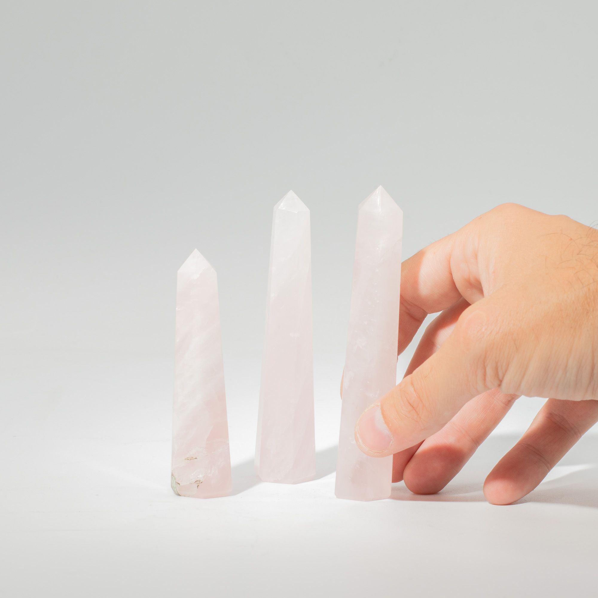 Rose Quartz Obelisk Crystal Point | Six Face Tower, approx. 11cm