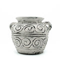 Handmade Greek Clay Plant Pot With Handles - Cream