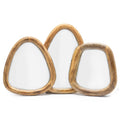 Set of 3 Pebble Shaped Mirrors - Mango Wood- Dark