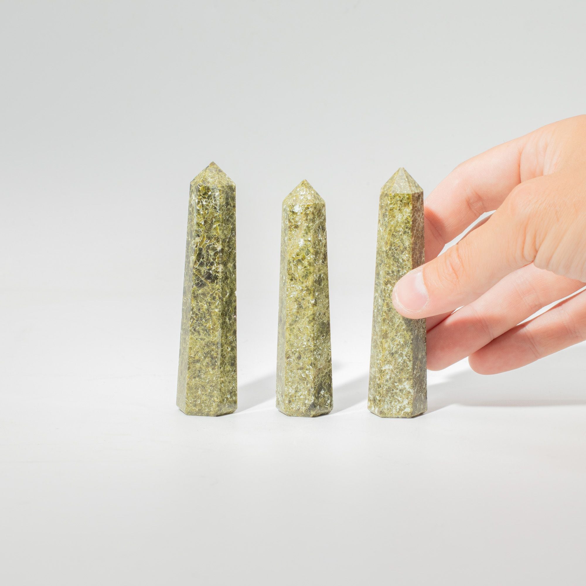 Epidote Obelisk Crystal Point | Six Face Tower, approx. 11cm