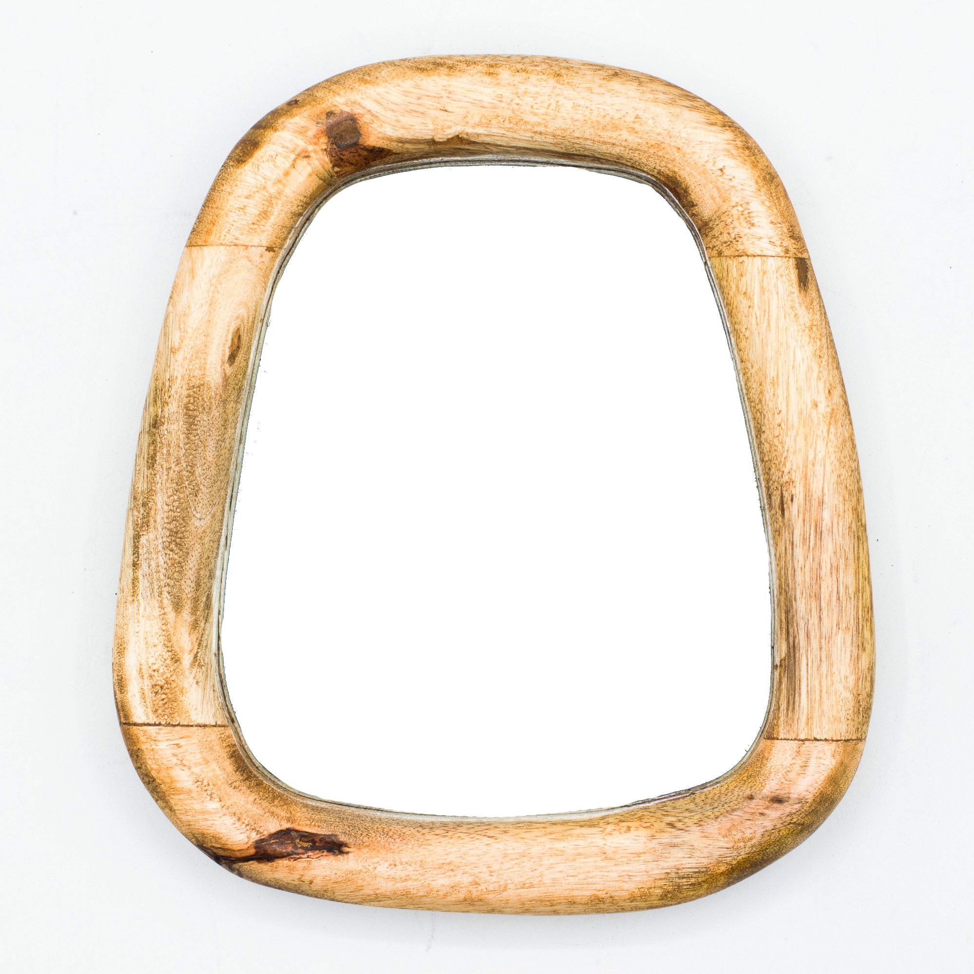 Set of 3 Pebble Shaped Mirrors - Mango Wood - Light