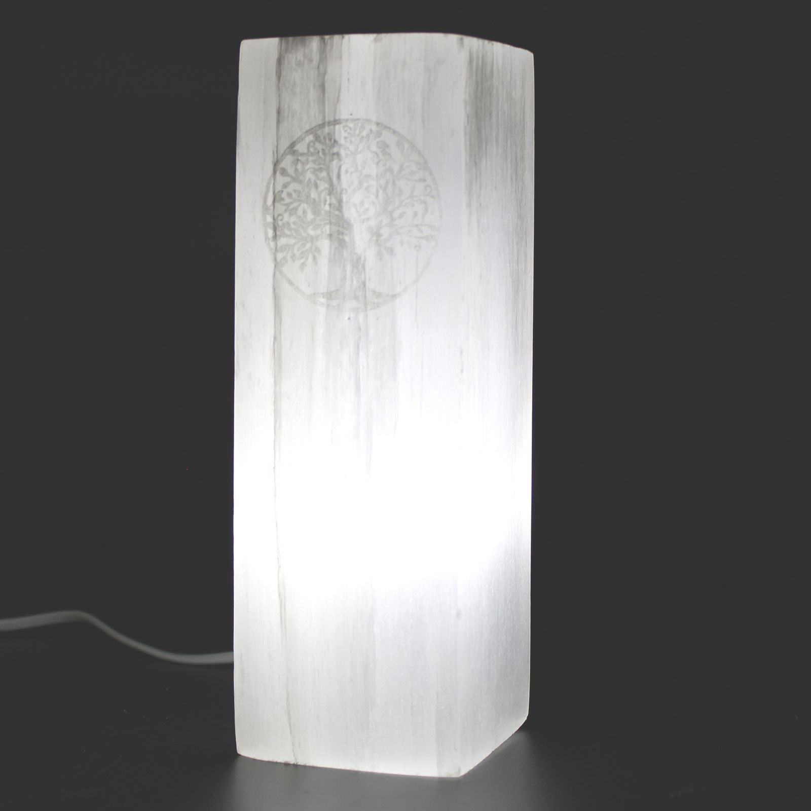 Selenite Block Lamp - Tree of Life
