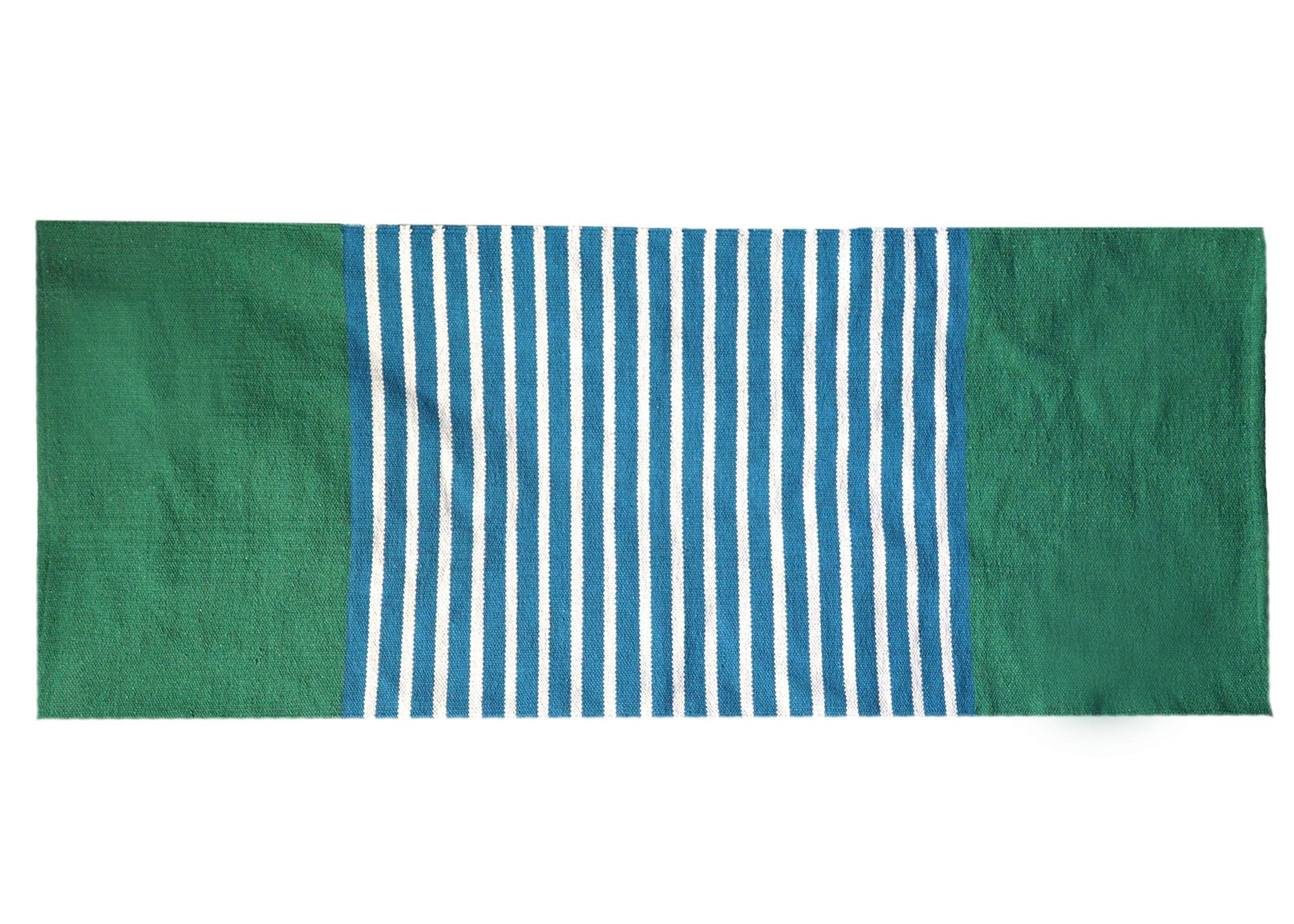 Indian Cotton Rug- Blue/ Green
