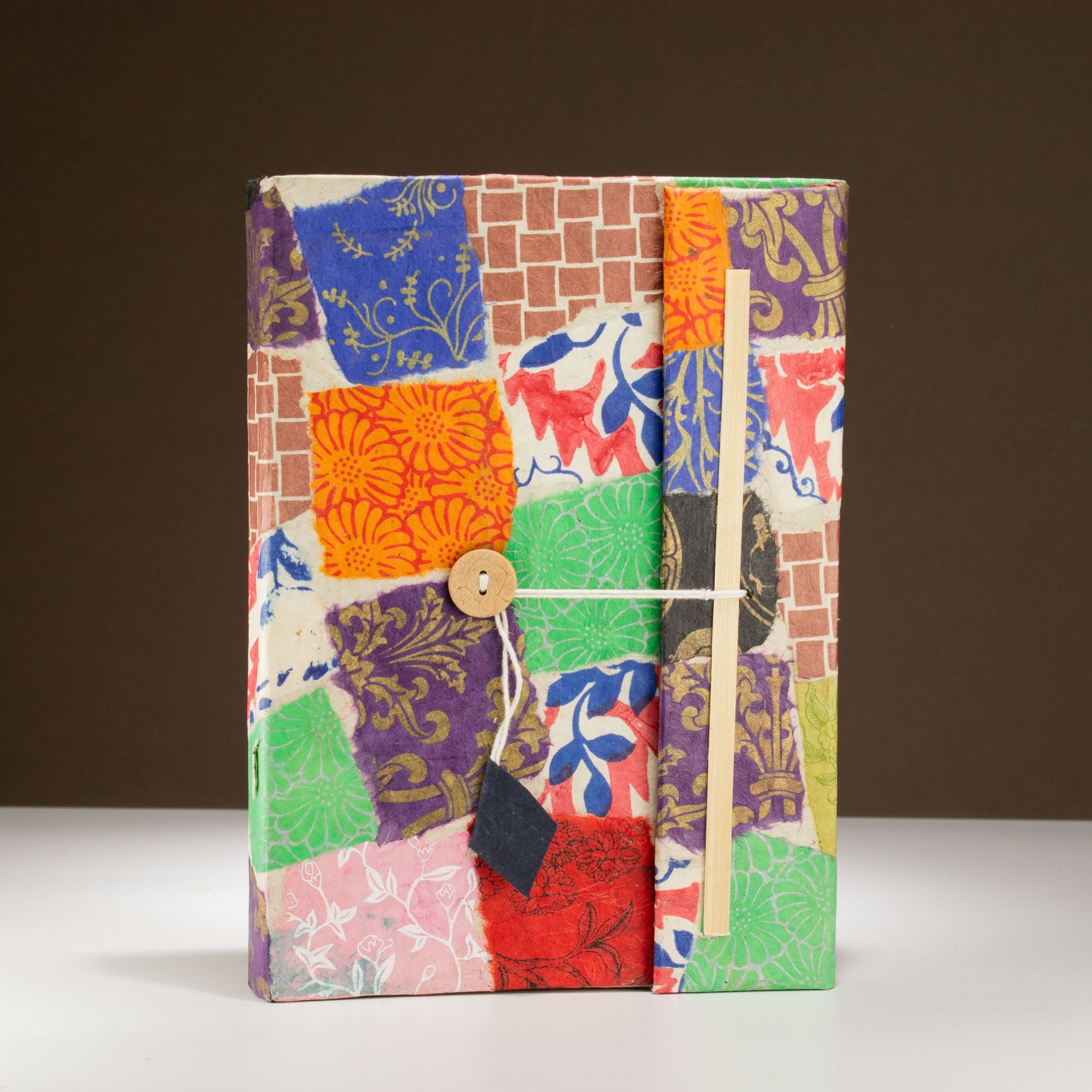 Lokta Patchwork Journal – 45 Leaves – Includes Bookmark – Multi Colour