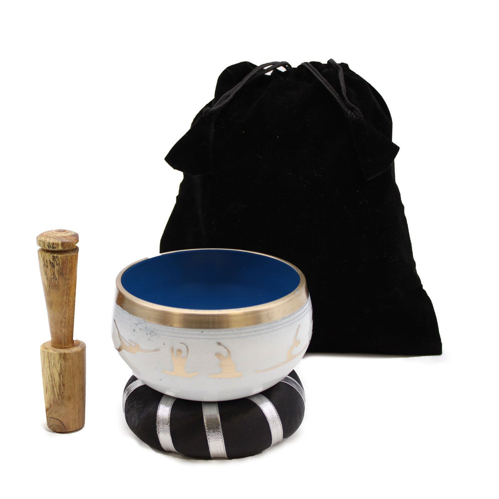 Large Yoga Moves Singing Bowl Set – White/Blue