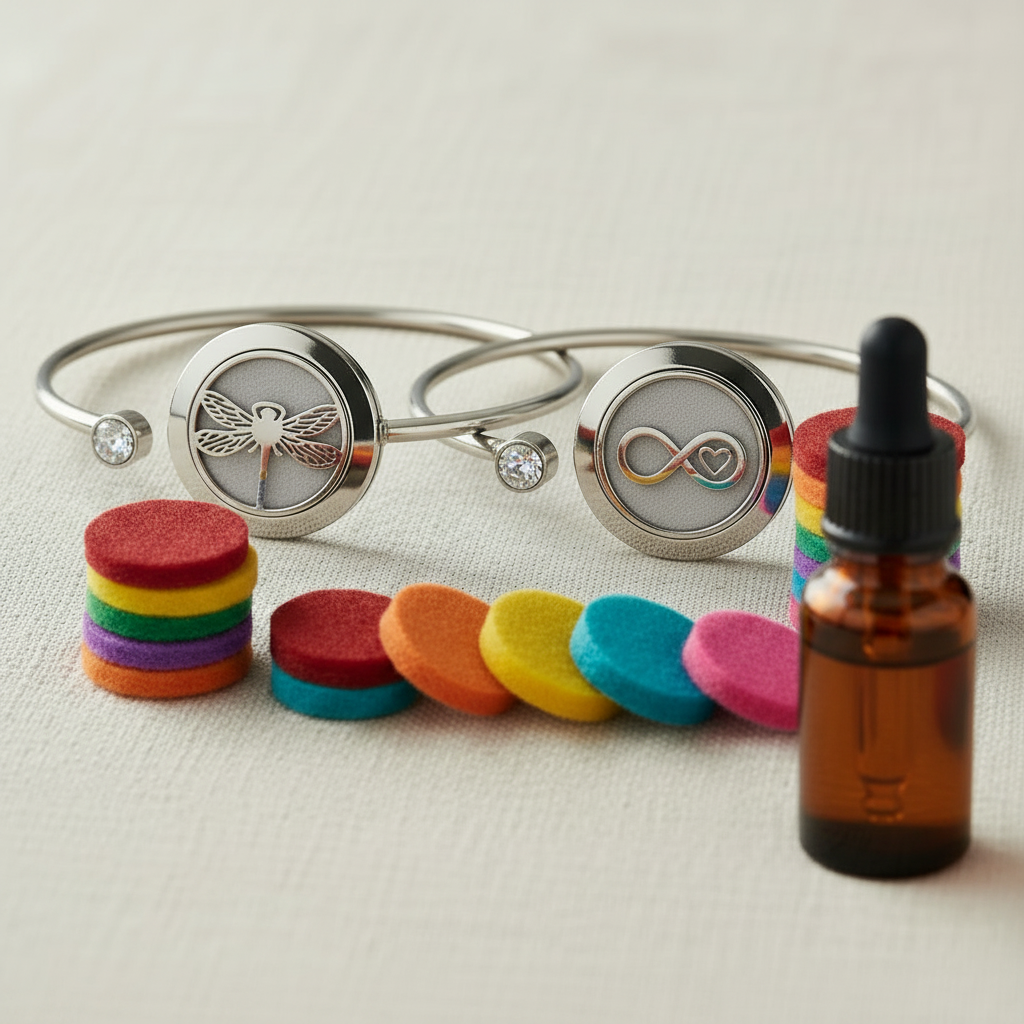 Both Bracelets with Essential Oil Bottle