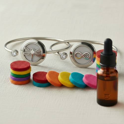 Both Bracelets with Essential Oil Bottle