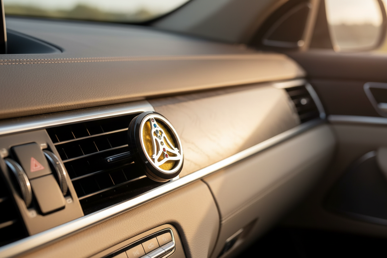 Car Diffuser Kit - Pewter Yoga Chakra - Lifestyle Shot