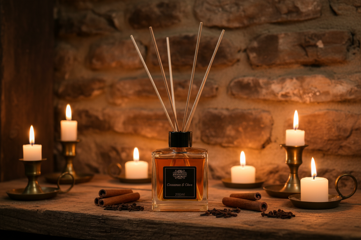 Cinnamon & Clove Reed Diffuser - No Packaging, Rustic Cottage